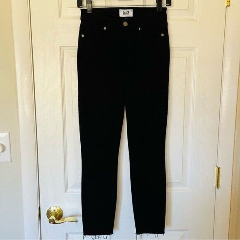 Paige Verdugo Crop Black Fringe Jeans - Women 24